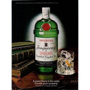 1981 Tanqueray Gin Leatherbound Leather Books Vintage Print Ad Library Wall Art